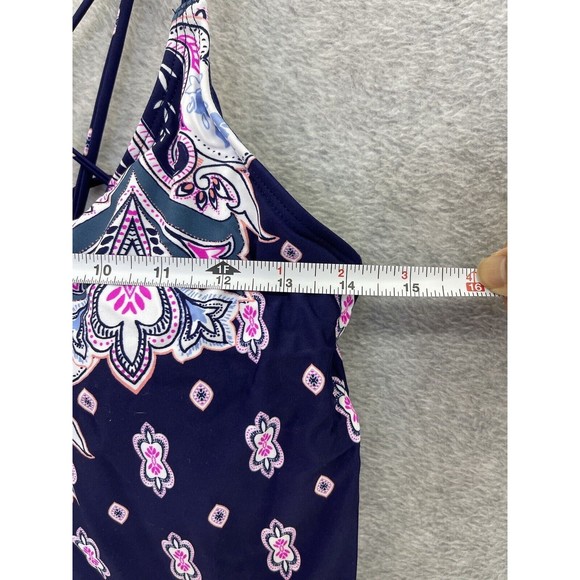 Island Escape Women's Tankini Blue Strappy Cross Back Size 12 Pink  Swim top - Picture 8 of 8